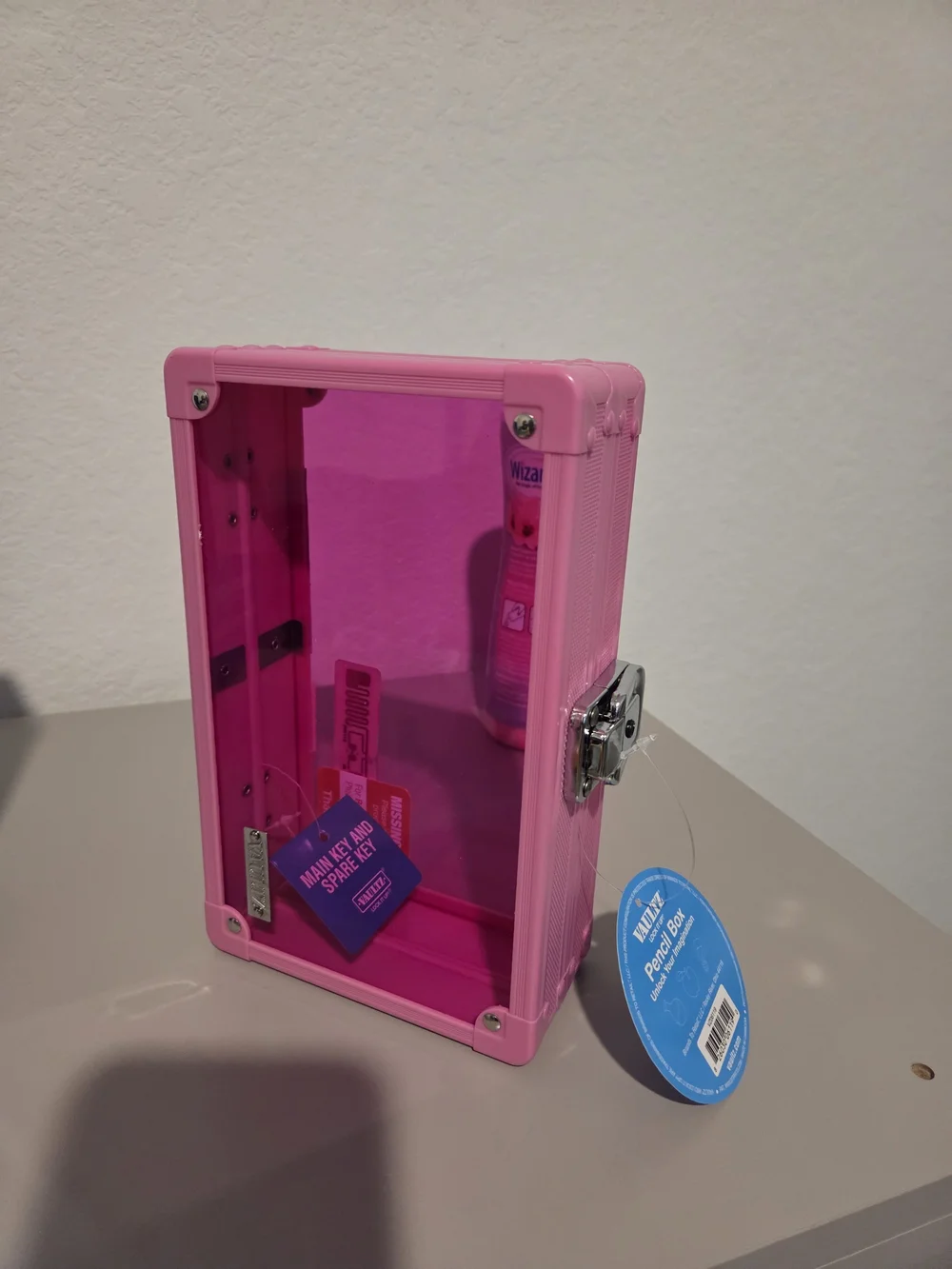 Pink Clear Top Pencil Box -